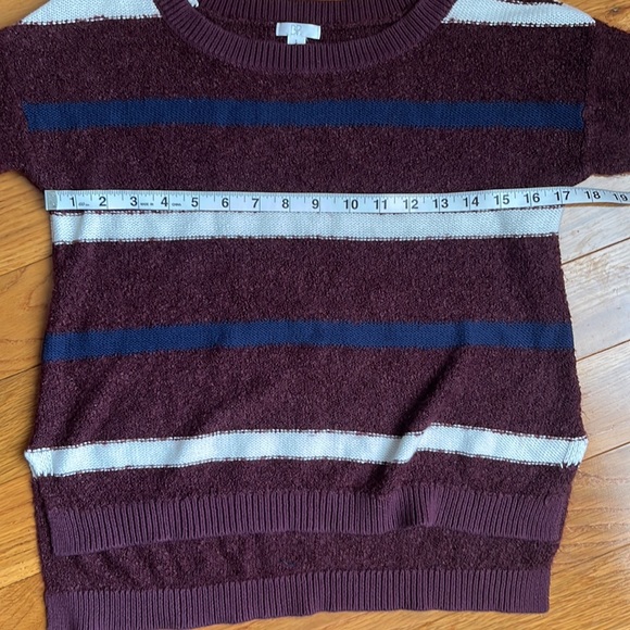 EUC BP size Small Maroon Stripe Crop Crew Neck Sweater - Picture 5 of 9